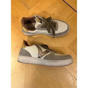 Victoria Madrid Suede & Metallic Beige Cream Sneakers European 39 / US Size 8